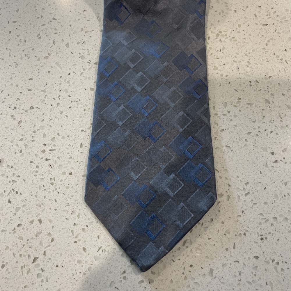 Vintage Dolce & Gabbana Silk Tie Metallic Grey Silver Print Designer